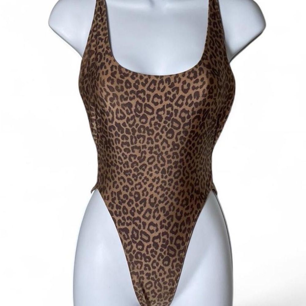 American Apparel Leopard Print One Piece Swimsuit